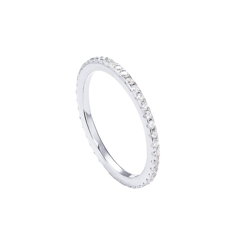 PAVOI 14K Gold Plated Solid 925 Sterling Silver CZ Simulated Diamond Stackable Ring Eternity Bands for Women