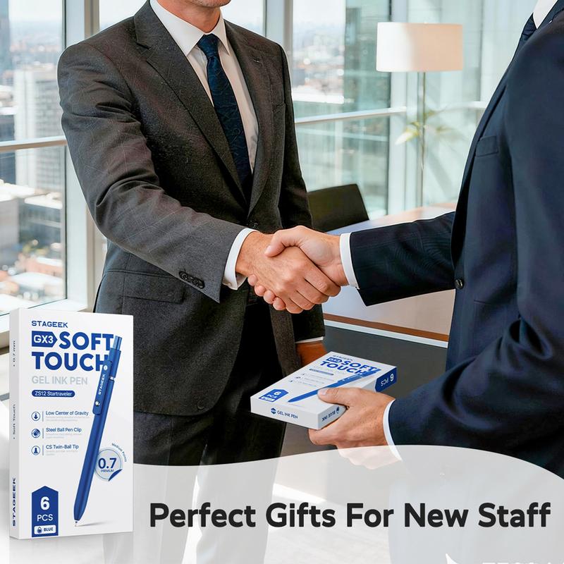 STAGEEK Blue Gel Pens 6Pcs Quick Dry Blue Ink Pens with 3 Extra Refills, Fine Point Retractable Smooth Writing Pens for Journaling, Office, Note Taking, School Supplies, Nurse Aesthetic, Kids Gifts & Office Supplies(Blue& Black Gray White & Morandi)