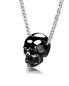 Skullis Signature Black Obsidian Gem Skull Pendant with Stainless Steel Chain, Hand Carved, for Women & Men, Crystal Healing on the go