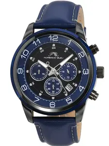 Porsamo Bleu Arthur Chronograph Men’s Quartz Watch – Blue Leather Strap, Blue & Black Dial – SR626SW Silver Oxide Battery | Model 1091DARL