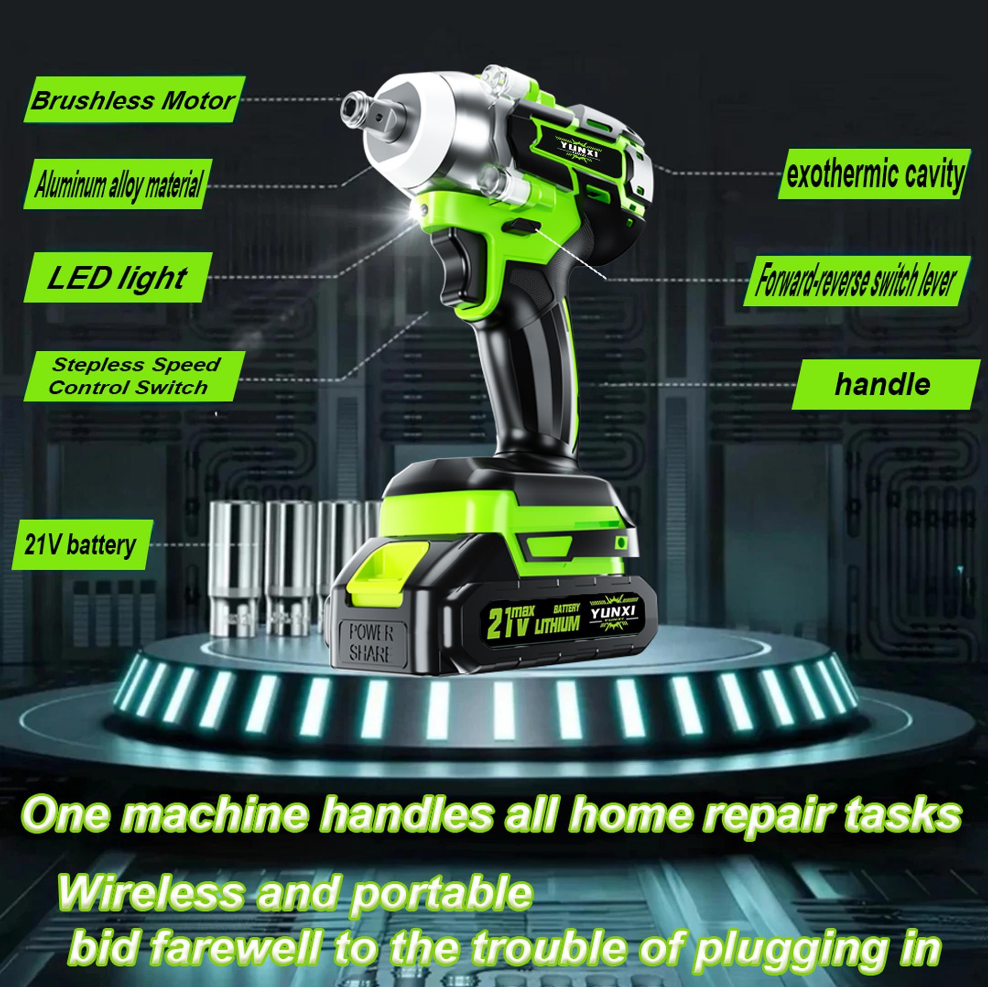 21V Brushless Cordless Impact Wrench - 1/2 in Drive, 450N.m High Torque, 3500RPM Power Tool, 4.0Ah Battery, Charger & Socket Kit, Cordless Brushless Tool for Car Tire Repairs, Ideal Gift for Men, Cordless Brushless Tools, Power Tools