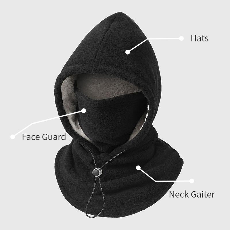 Multifunctional Outdoor Winter Warm Hat with Integrated Neck Strap Cycling Face Mask Sports Ski Headgear Windproof Fleece-Lined Balaclava for Cold Weather Activities-YY0