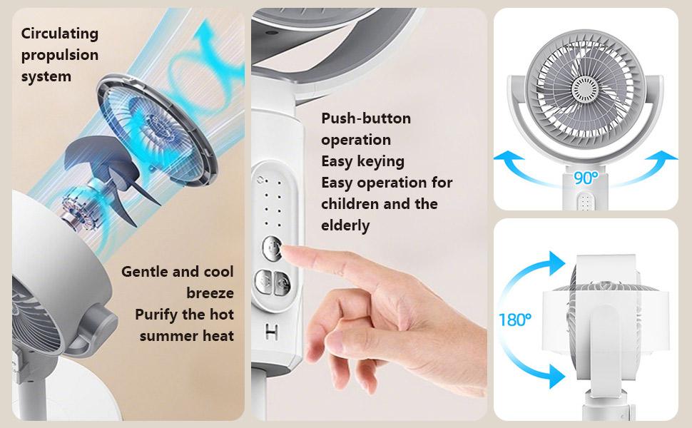 2026 Upgraded 3-in-1 Circulator Fan for Home, Standing & Desktop & Ground Mode, 3D Loop Cooling Oscillating Pedestal Fan with Remote, 9 Speeds, 20dB Quiet DC Motor, 12H Timer Airflow Fan for Bedroom Office