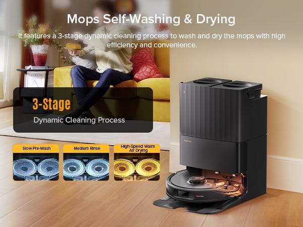 Roborock Qrevo series Robot Vacuum and Mop, 12,000Pa (Qrevo S5V), Mop Washing & Self-Cleaning, FlexiArm Edge Mopping, Warm Air Drying, Self-Emptying, Black #TikTokShopSpringGlowUp #NewDropsForYou