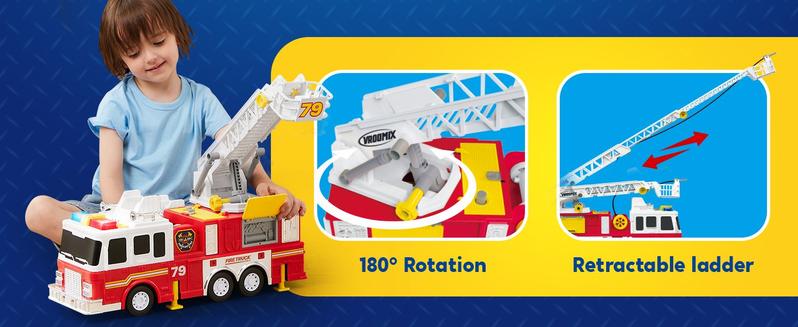 2025 Toys for Kids Extra Large Fire Truck Toys with 33-inch Ladder Lights, Sirens, and Realistic Features Perfect for Boys & Girls Birthday Gifts for Kids Kids Outdoor Play Valentine's Day Gifts for Kids