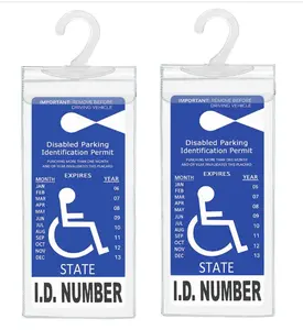 Handicap Placard Holder, Ultra Transparent Disabled Parking Permit Protector Sleeve, 2Pcs Handicapped Placard Cover for Auto, with Large Hook