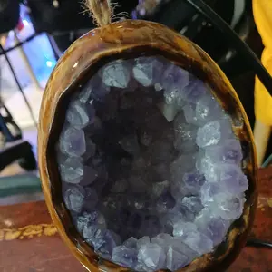 Natural Tumbled Crystal Stone Cluster Light Décor  0075
