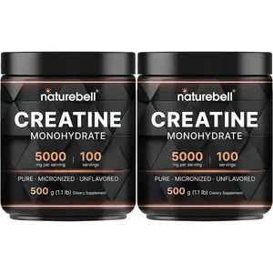 NatureBell Instant Creatine Monohydrate Powder – Micronized 5000mg per Serving, Pure & Unflavored, Keto & Vegan, 200 Servings (2 Pack, 2.2 lb)