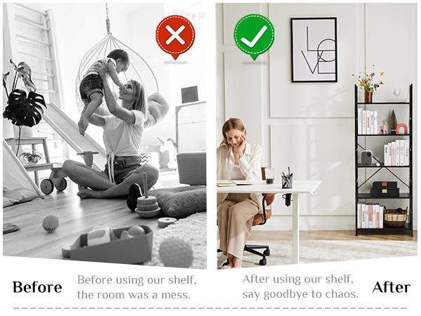 5 Tiers Bookshelf, Classical Modern Book Shelf, Tall Display Shelves in Living Room/Home/Office, Storage Organizer for CDs/Books/Movies