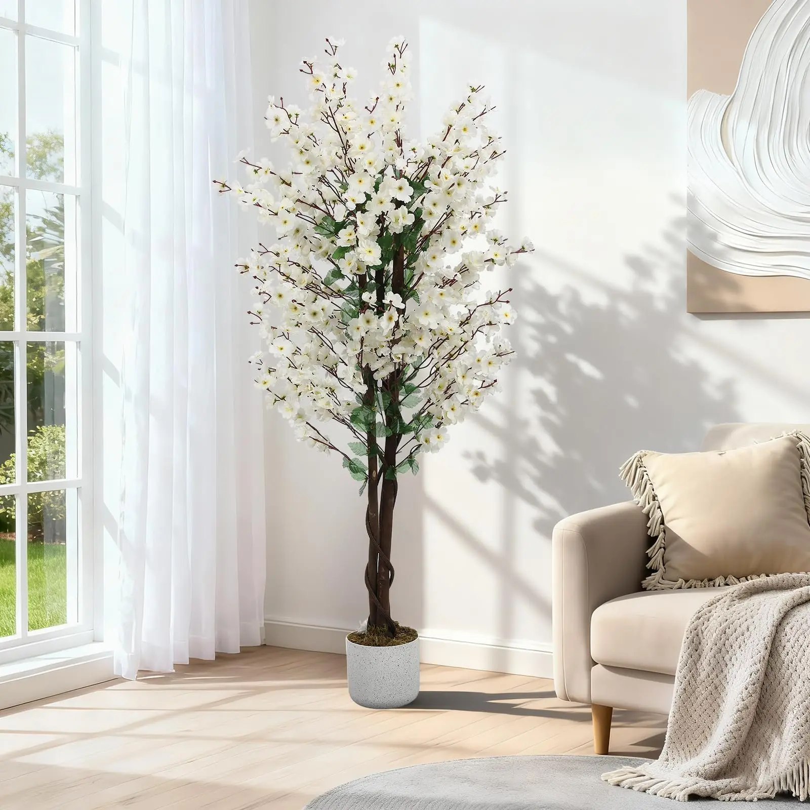 Garvee Artificial Plum Blossom Branches in 90/120/150 cm, Realistic Faux Flowers for Home, Wedding, and Office Decoration, Perfect for Elegant and Natural Ambiance
