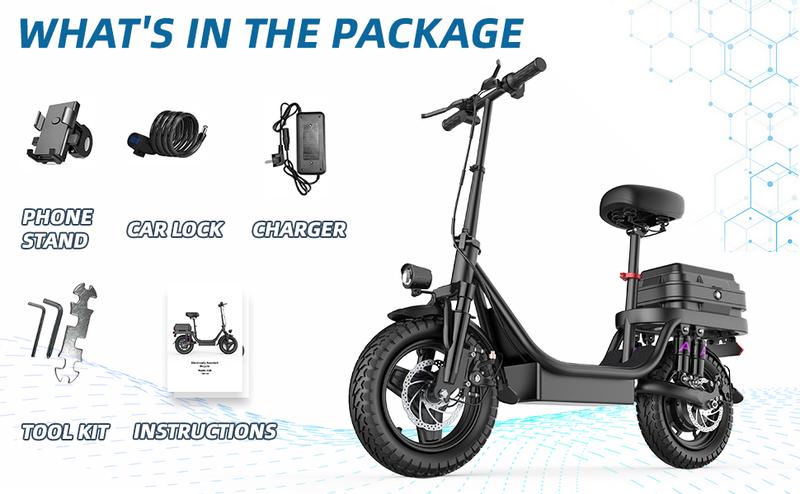 【VoltX】740W Lightweight Double Motor Electric Bike for Adults,20MPH,48V15A Removable Battery,40-45Miles Range,11 shock absorption,Dual-seat design Foldable Double-Suspension  14" Fat Tires 300 Lbs Load for Commuting & All-Terrain Riding，Free accessories