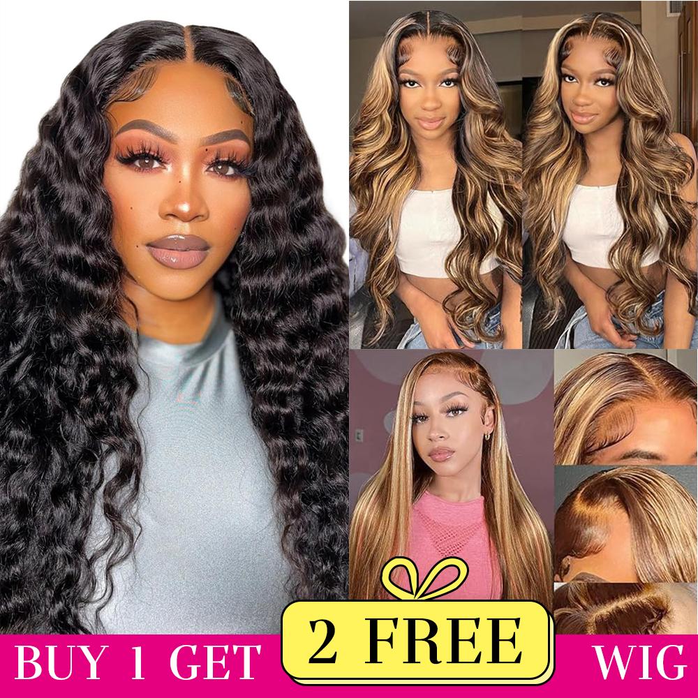 [Combo sale 30"&30"&30"]" 13x4 Deep Wave buy 1 get 3 wig Lace Front Wigs Human Hair 180% Density Human Hair Wigs for Black Women