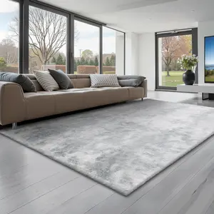 VEVOR Indoor Plush Area Rugs, 6 x 9 ft Soft Plush Carpet, Furry Shag Area Rugs for Living Room, Bedroom, Modern Home Decor Aesthetic Long-Pile Rug, Non-Shedding, Slip-Resistant, Tie-Dye Light Gray