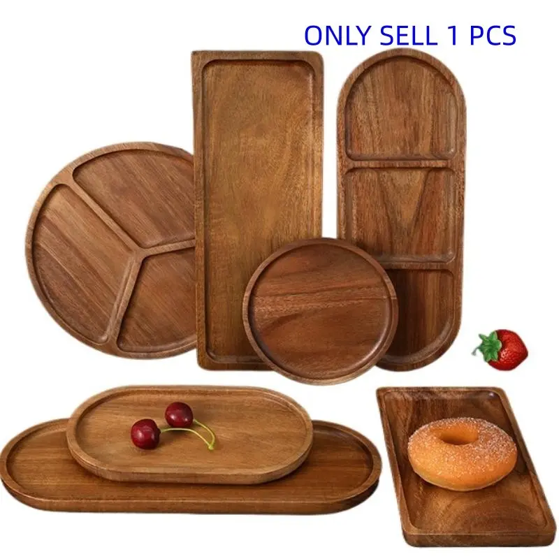 Wooden Kitchen Serving Tray, Including Fruit Plate & Snack Platter & Wooden Coasters &, Serving Tray for Fruit & Dessert & Snack, Ideal for Hotels and Commercial Use
