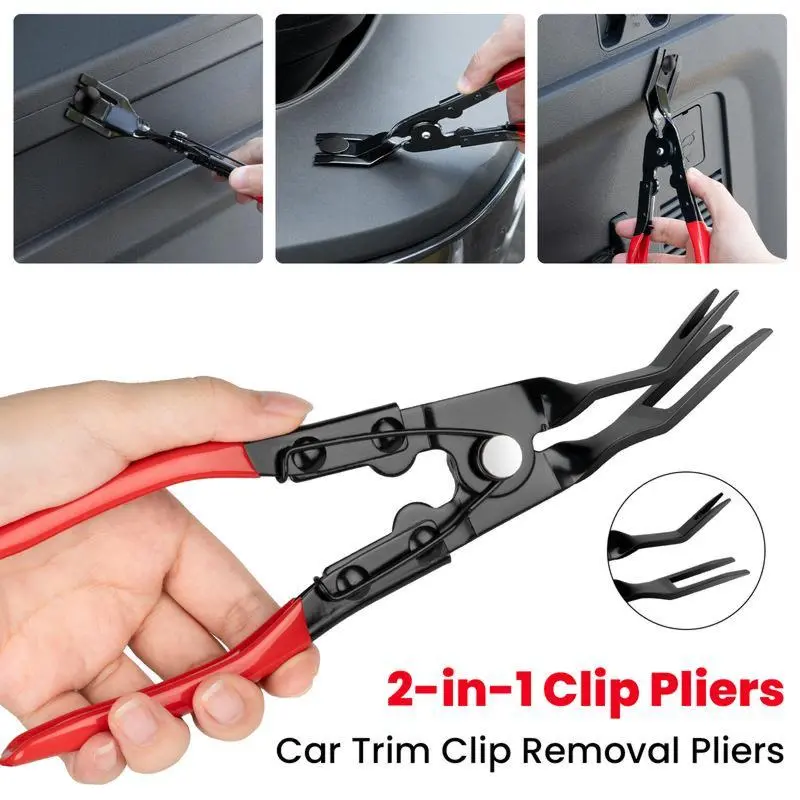 Automotive Trim & Upholstery Clip Removal Pliers - 24cm Carbon Steel Car Repair Tool with Slip-Proof Grip, for Car Maintenance, Removing Interior Clamps, Fasteners & Plastic Rivets Without Door Panel Damage, Father's Day Gift, Cars Accessories