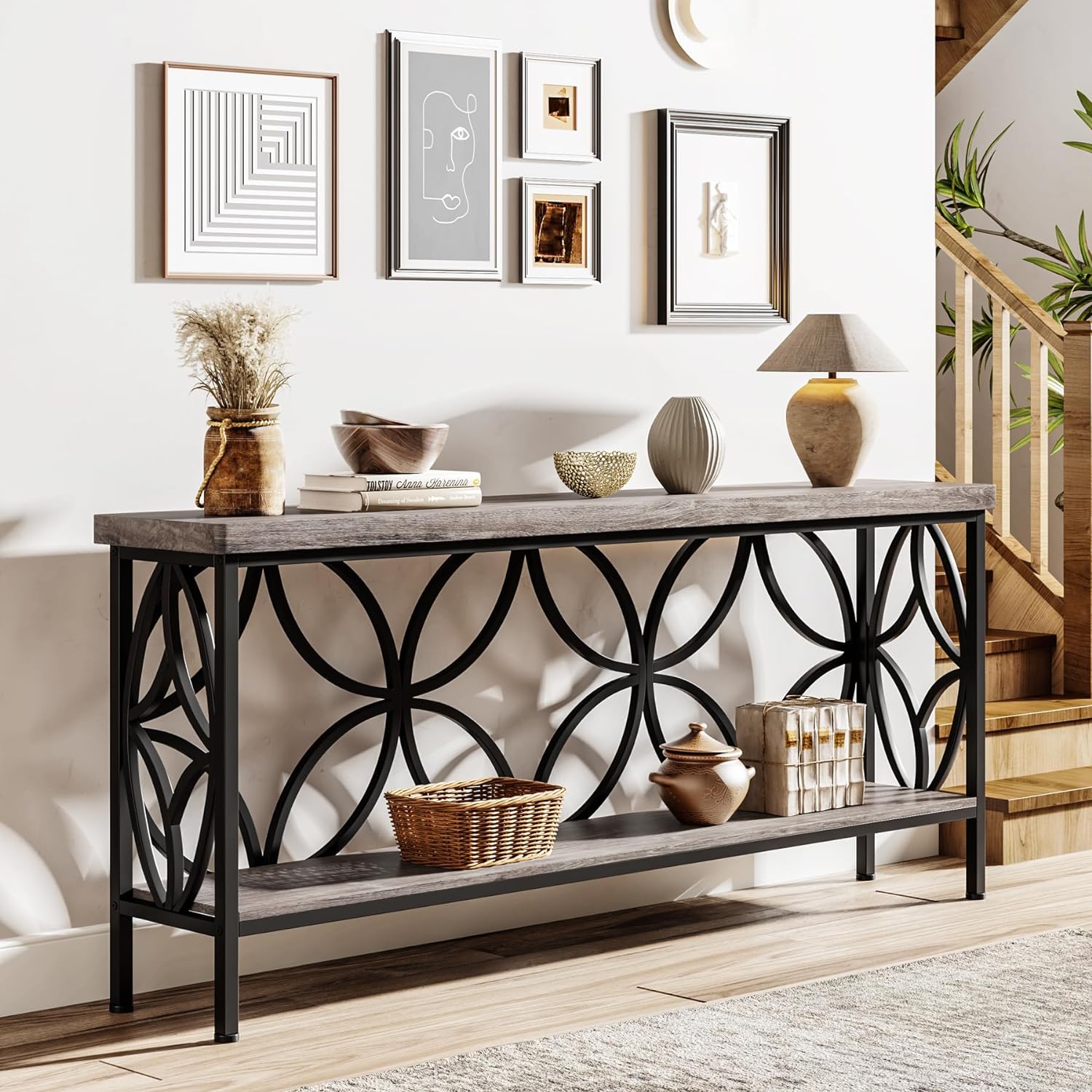 Tribesigns 70.9-Inch Narrow Sofa Table with Storage for Entryway, Living Room, Foyer