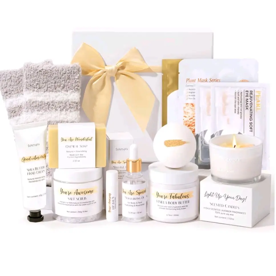 Spa Gifts for Women 13Pcs Mothers Day Gifts Happy Birthday Gift Baskets, Christmas Relaxing Home SPA Kit Bath Set Self Care Package Thank You Box for Mom Her Sister Teacher Friends Friendship