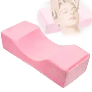 Comfortable Neck Pillow Memory Foam Contour for Sleeping Support Beauty Salon Lash Grafting Removable Pink Velvet Cervical