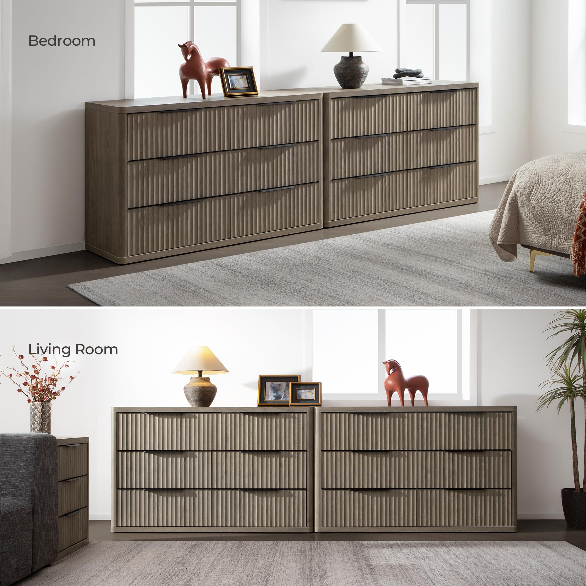 SICOTAS Dresser for Bedroom 6 Drawer Dressers & Chests of Drawers for Closet Long Large Modern TV Stand Set for Clothes Storage Fluted Wide Clothes Closet for Hallway Entryway SICOTAS Dresser for Bedroom 6 Drawer Dressers & Chests of Drawers for Closet Long Large Modern TV Stand Set for Clothes Storage Fluted Wide Clothes Closet for Hallway Entryway