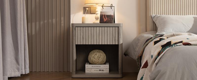 SICOTAS Night Stand with Drawer Storage Bed Side Table End Table 22.7"x 15.4" x 24.1" Large Modern Wide Bedside Stand Mid Century Night Stands for Bedroom Living Room Sofa Couch Office Minimal