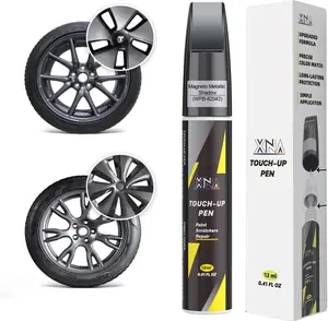 Rim Touch Up Paint(Magneto Metallic Shadow(WPB-82042)) for Tesla Model 3 18" Aero Wheel/Model Y 19" Gemini Dark Wheel, 2 in 1 Car Wheel Scratch Repair Kit, Quick & Easy Remover Curb Rash