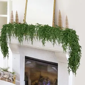 1PCS-9FT Artificial Christmas Garland with Dragon Cypress, Festive Holiday Decor for TV Cabinet, Fireplace, Indoor & Outdoor, Handmade Christmas Garland