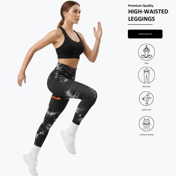 2 Pack Tie Dye High Waisted Workout Leggings for Women Rear Lifting Tummy Control Yoga Gym Athletic Pants High Waist Squat Proof Compression Tights