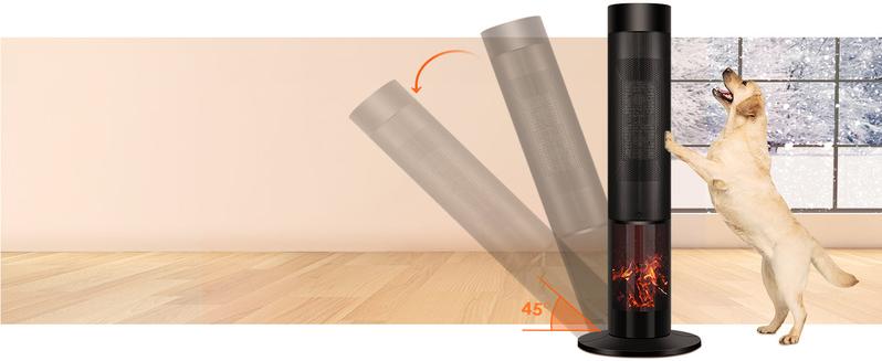 36 inches 1500W Electric Tower Space Heater with 3D Realistic Flame, Remote, Fast Heating, Adjustable Thermostat,3 Modes, Overheating &Tip-over Protection, Oscillating for Indoor Use Portable