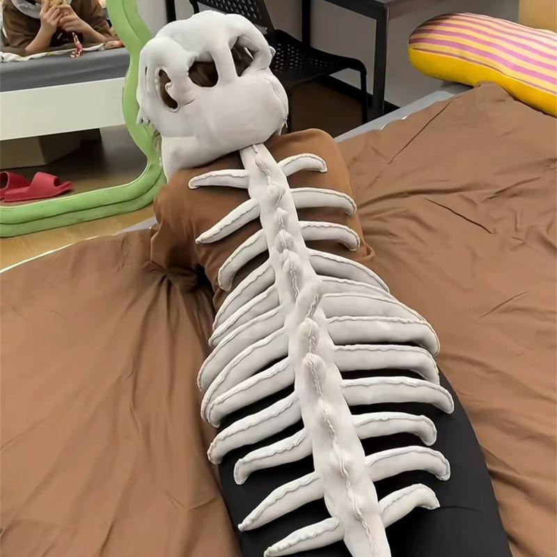 Dinosaur Bone Plush - Halloween Dinosaur Skeleton Costume Headpiece, Funny Role Play Plush Toy, Creative Prank Gift for Girlfriend, Kids, Family & Friends Valentine's Day gifts