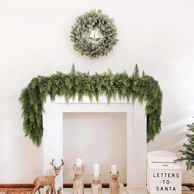 LVZHIYUAN 2-Pack 6FT Real Touch Artificial Cedar Garlands Set - Natural Look Greenery Pine Home Accessory, House Decor, Living Room Decor for Indoor/Outdoor Christmas Supplies LVZHIYUAN 2-Pack 6FT Real Touch Artificial Cedar Garlands Set - Natural Look Greenery Pine Home Accessory, House Decor, Living Room Decor for Indoor/Outdoor Christmas Supplies