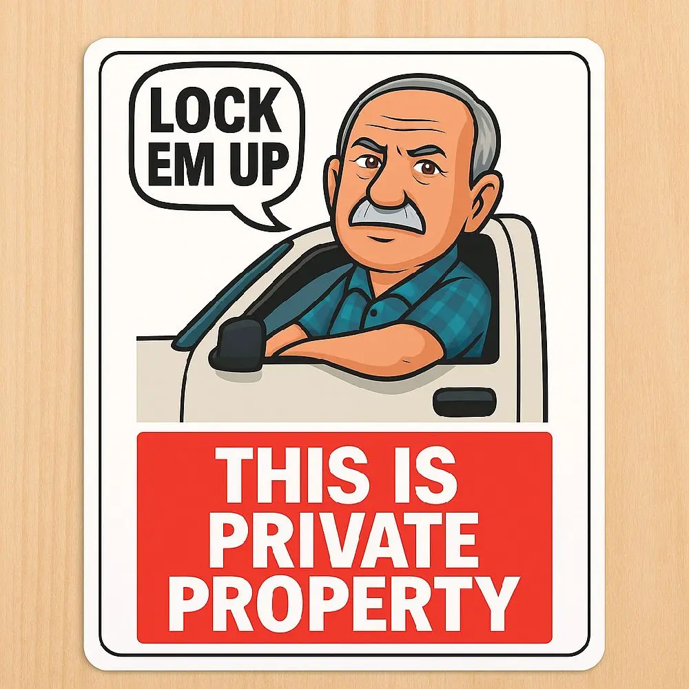 “Lock Em Up” Private Property Sign – 12" x 18" Polystyrene Sign
