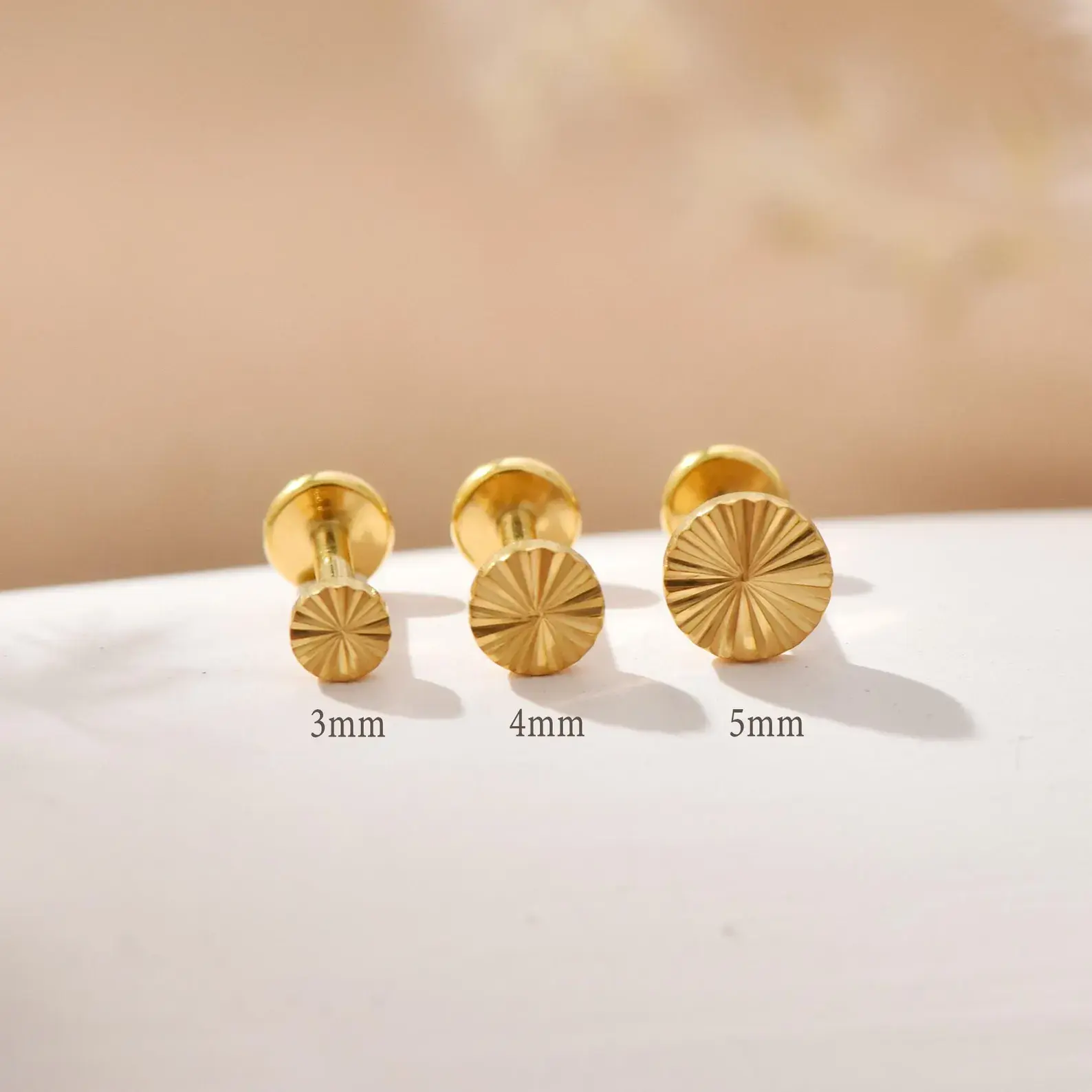 20G/18G/16G Titanium Push Pin Labret Stud Earrings, conch piercing ear,  Tragus Earrings, Helix, Cartilage, Rook Earrings, Flat Back Earrings Hypoallergenic Gold Plated Non Tarnish Jewelry, nose piercing, nose piercing jewelry