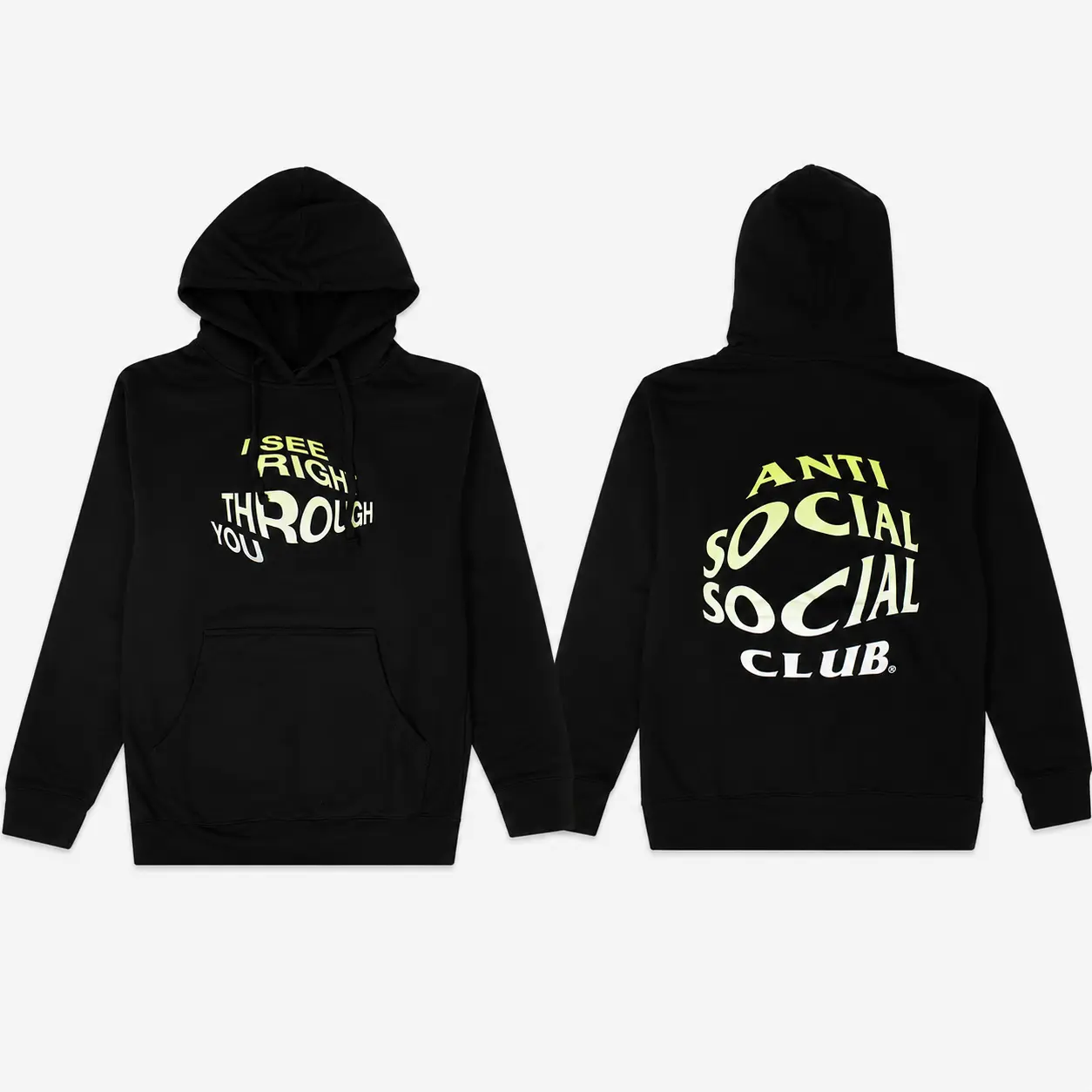 Anti Social Distorted Typography Graphic Hoodie, Front Back Statement Print Pullover, Urban Streetwear Sweatshirt, Casual Graphic Hoodie