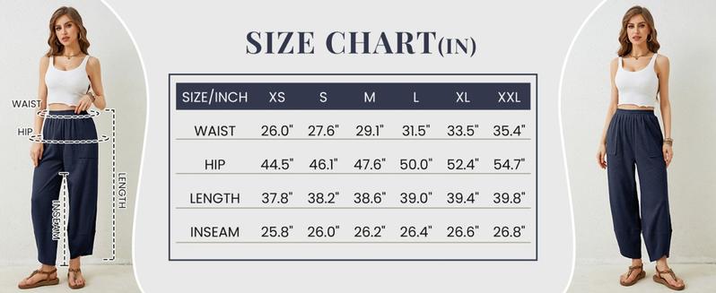 Ommig Womens Baggy Wide Leg Pants Casual Elastic Waisted Palazzo Harem Pants with Pockets