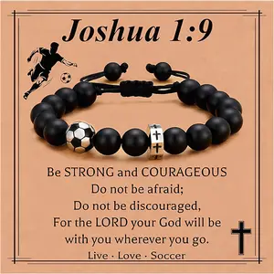 Baseball/Basketball/Football/Soccer Bracelet for Boys Cross Beaded Bracelet Gifts for Son Grandson Players Team Fan Friends,Easter Basket Stuffers for Teens Boys