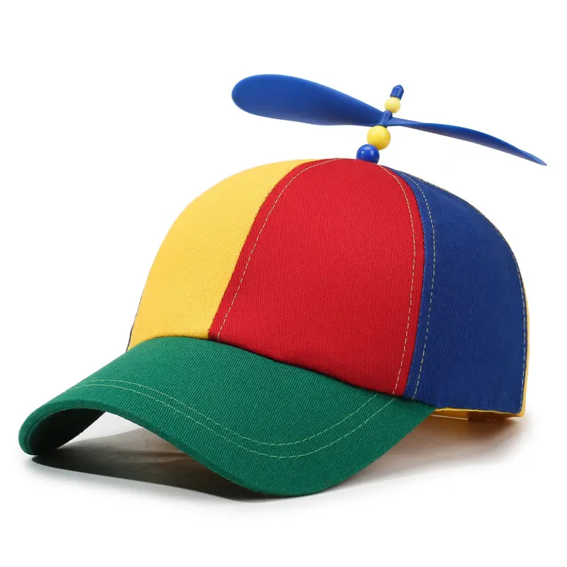 Kids Striped Breathable Cotton Snapback Hat - Adjustable Sweat-Wicking Sun Protection Cap with Propeller, Toddler Beach Hat for Adventure & Outdoor Play, Fun Gifts (Sports & Outdoor Accessories)