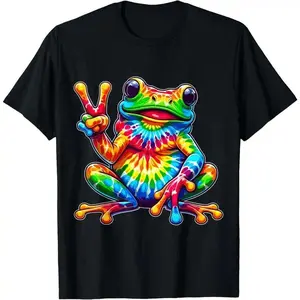 Tie-Dye Frog Peace Sign Hippie T-Shirt