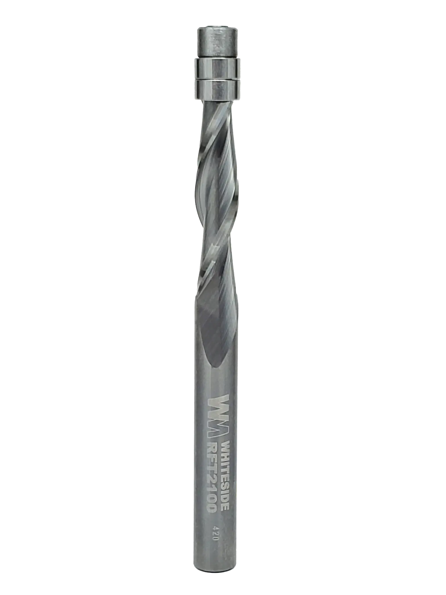 Whiteside RFT2100 Up-Cut Spiral Flush Trim Router Bit, 1/4CD, 1CL, 1/4 Inch Shank (Shank Fit for Power Tools), 2 Bearings, Ideal for Particle Board, Laminates, Plywood/Laminate
