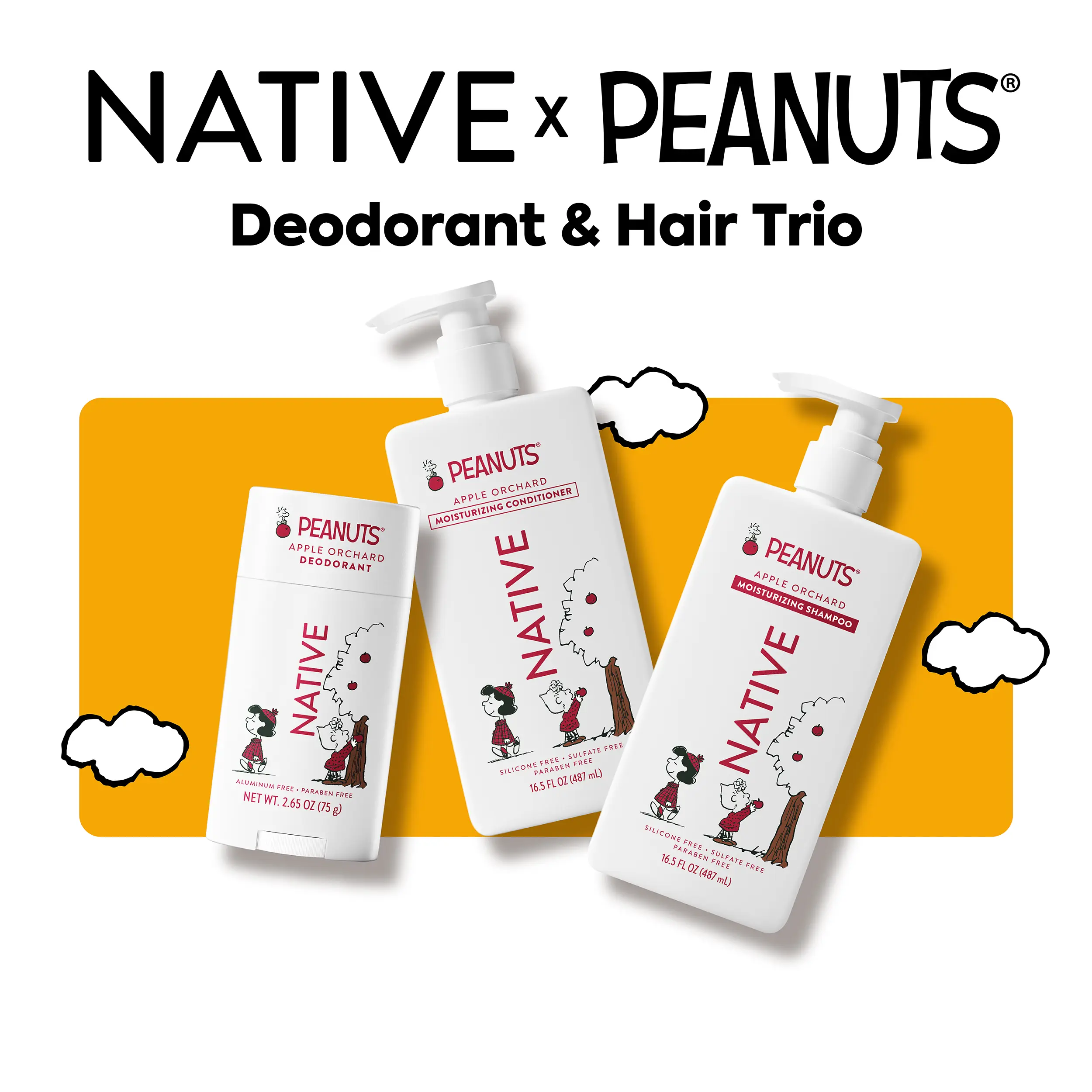 NATIVE Deodorant & Hair Trio -- Deodorant, Shampoo and Conditioner