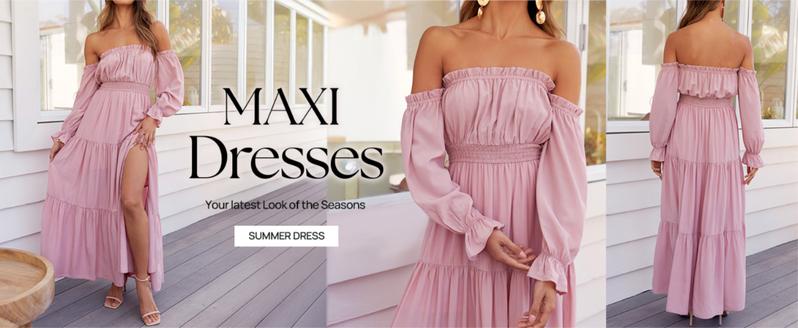 ZESICA Women's 2025 Boho Sexy Off Shoulder Long Sleeve Smocked High Waist Side Split Flowy A Line Tiered Long Maxi Dress