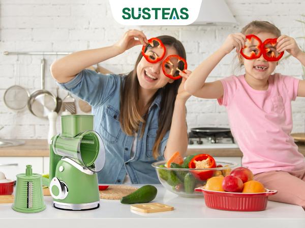 SUSTEAS Rotary Cheese Grater with 6 Replaceable Blades, 18/10 Stainless Steel, BPA Free, Food-Grade Materials, Durable Design Vegetable Slicer Kitchen Utensils SUSTEAS Rotary Cheese Grater with 6 Replaceable Blades, 18/10 Stainless Steel, BPA Free, Food-Grade Materials, Durable Design Vegetable Slicer Kitchen Utensils