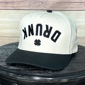 Drunk Upside Down Shamrock Trucker Hat 5 Panel Snapback Adjustable, Performance St Patty's Day Irish Bachelor Party Favor gifts for her