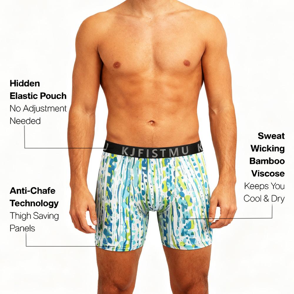 KJFISTMU 12-piece Men's Boxer Briefs Set - High elasticity, full-coverage long boxer briefs, available in various colors and printed patterns, comfortable and snug, suitable for daily wear - Bulk (machine washable and hand washable)