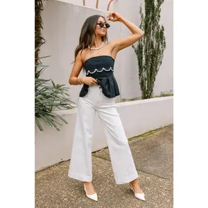 Mica: Leila White High Rise Wide Leg Jeans