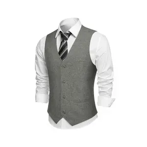 Alimens&Gentle Men's Suit Vest Slim Fit V-Neck Formal Dress Waistcoat Business Casual Vests for wedding, for Suits, Tuxedos