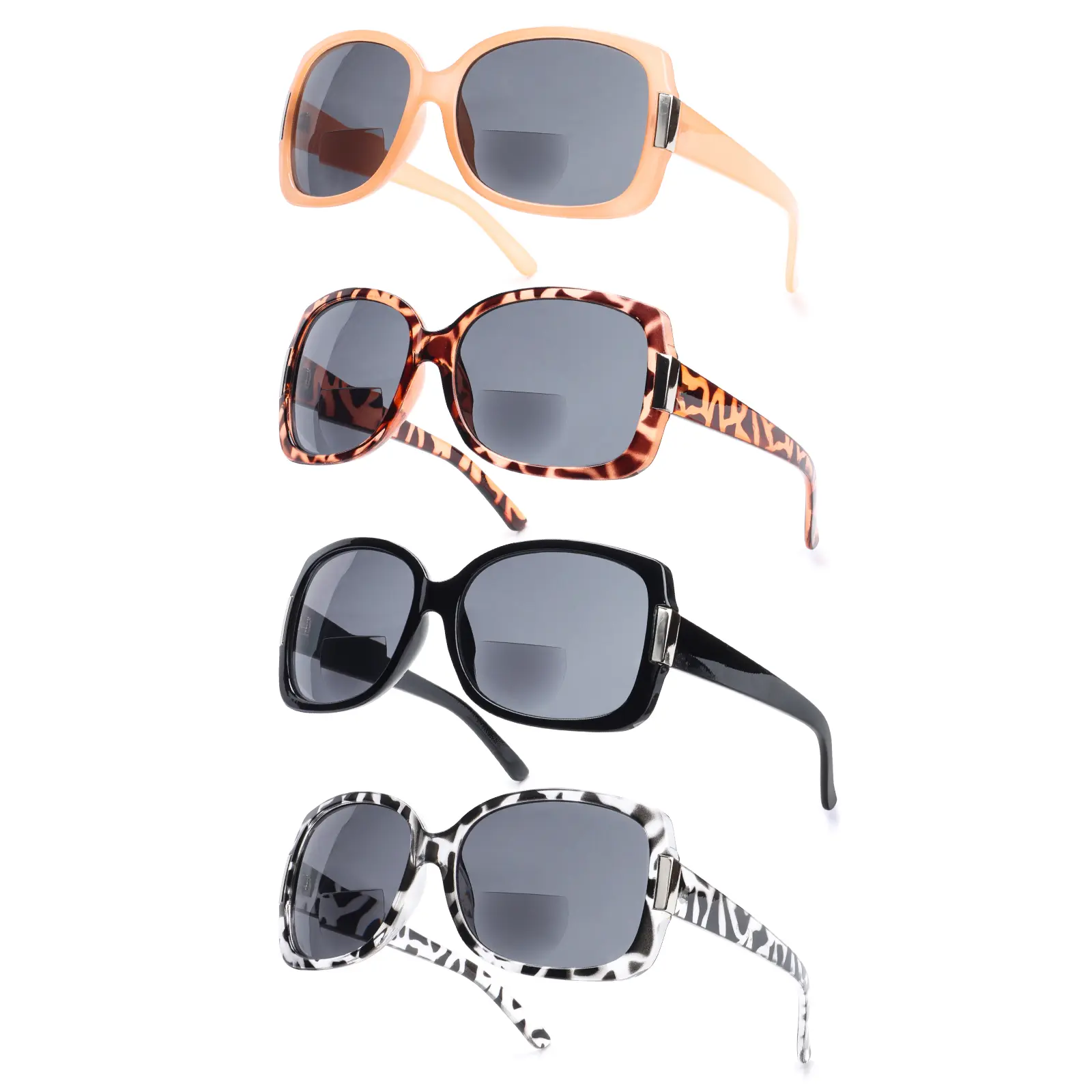 ZOECENT 4-Pack Multi-Pack Bifocal Oversized Reading Glasses with Blue Light Protection for Men and Women