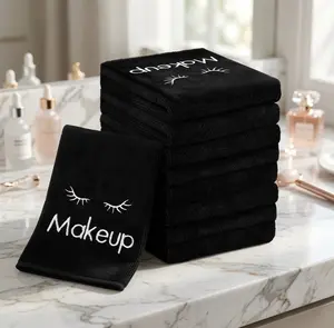 24-Pack Black Microfiber Makeup Remover Towels - Eco-Friendly Wash & Reuse Face Care Products for Adults, Gentle Long-Lasting Quick-Dry Soft Facial Cleanser Cloths