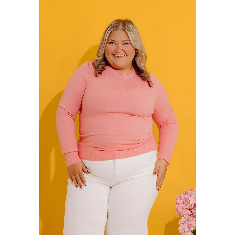 Breezy Chic Knit Sweater Top in Bubblegum Pink Curves