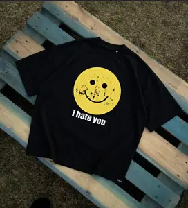 I Hate You Smiley Face Shirt - Sarcastic Grunge Graphic Tee, Distressed Irony Top, Funny Introvert Gift