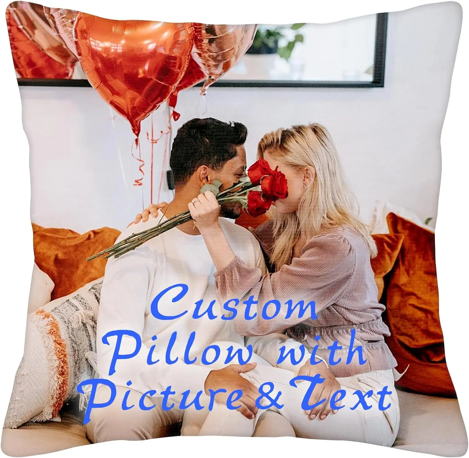 Customize Pillows with Picture & Text (Inserts Included), Two-Sides Velvet, Custom Personalized Photo Pillow, Customized Throw Pillows for Women Men Lovers Couple Family Friend Gift
